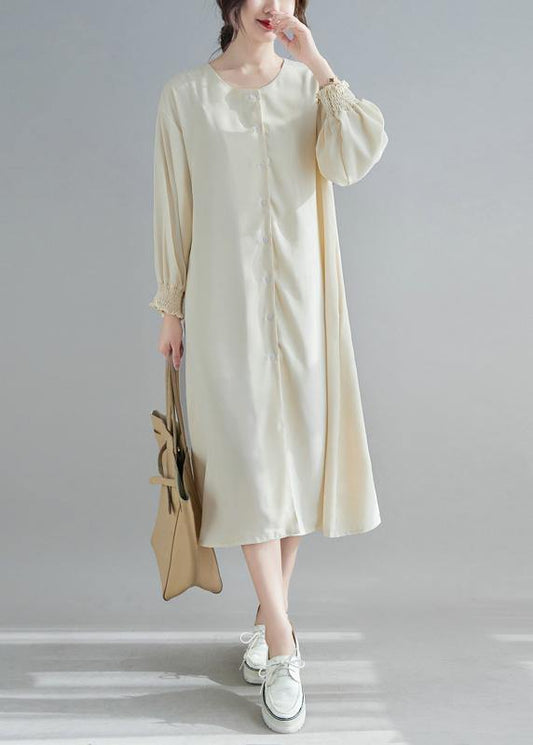 Nude Wardrobes O Neck Lantern Sleeve a Line Spring Dresses