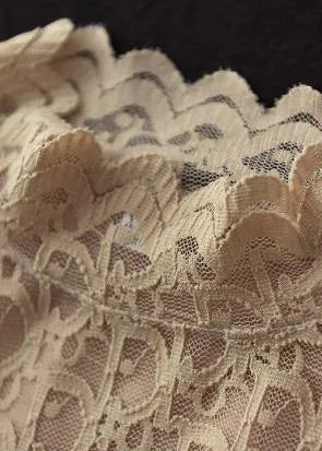 Khaki Clothes Stand Collar Lace Spring Top