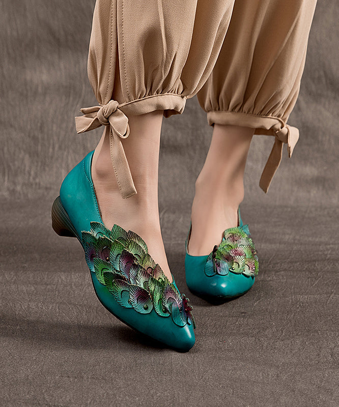 Grey Peacock Embossed Chunky High Heels