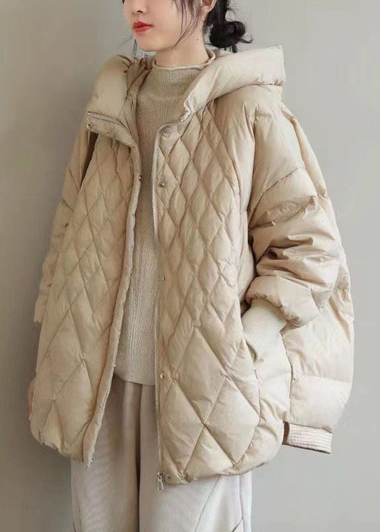 Khaki Zip Up Duck Down Winter Down Coat