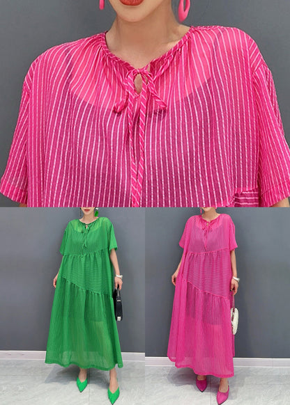 Rose Lace Up Pockets Cotton Long Dress Summer