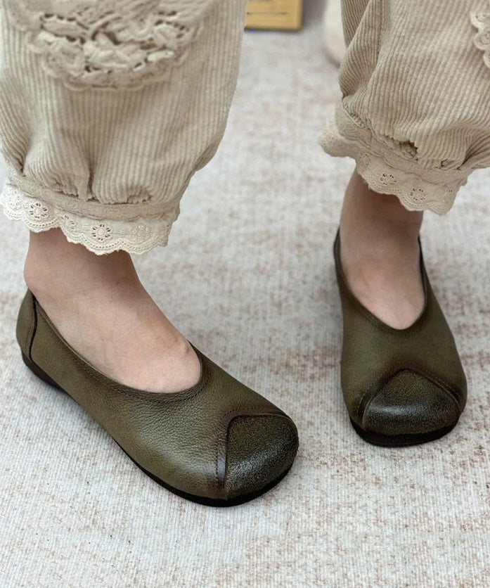 Splicing Flat Feet Shoes Brown Faux Leather