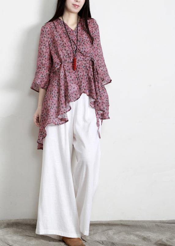 Orange Print Cinchedasymmetrical Design Shirt Top Summer
