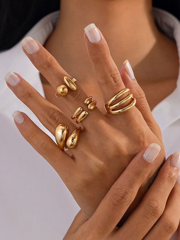 Geometric Color Rings Accessories