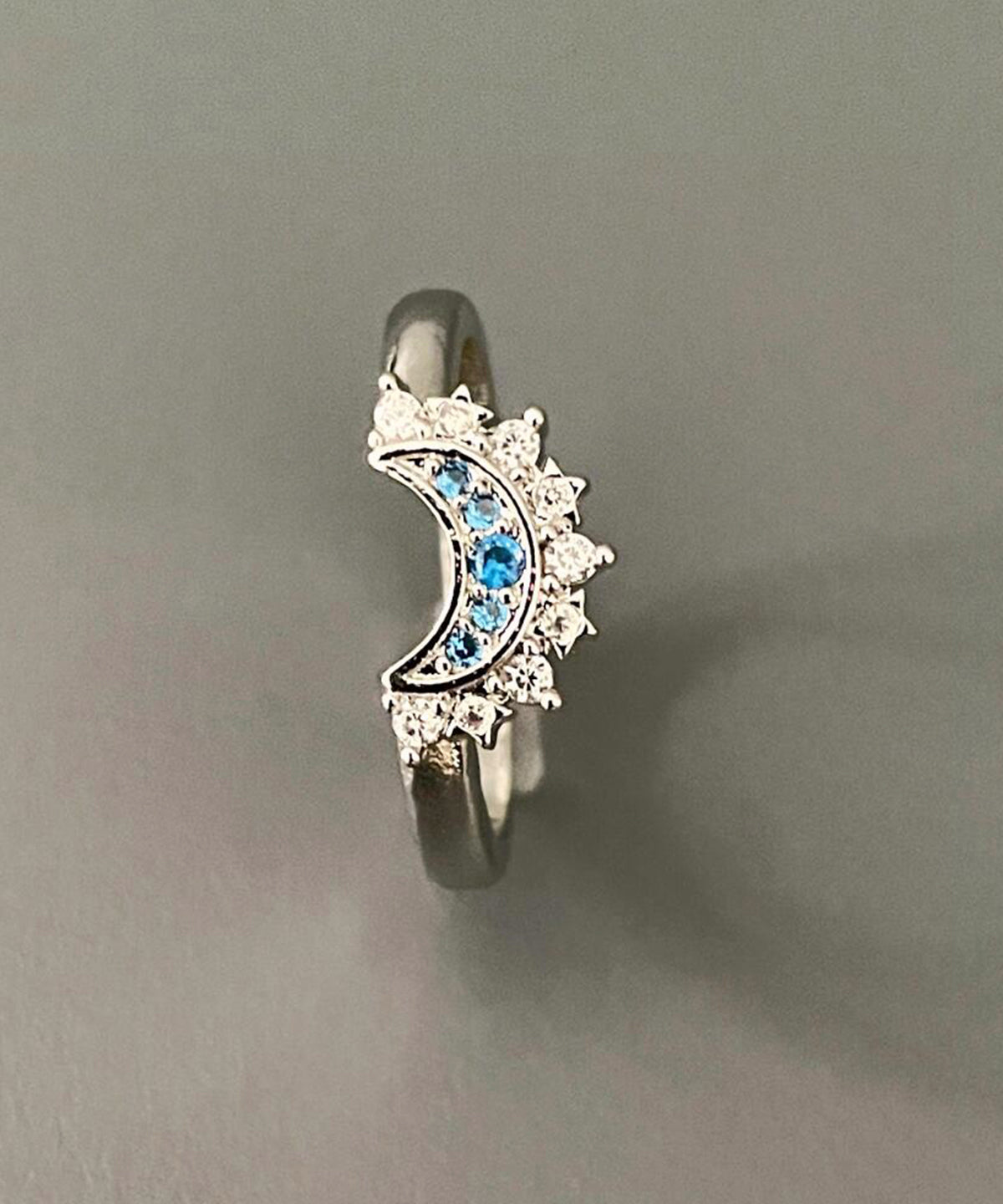 Alloy Zircon Sun and Moon Open Rings Two-piece Set