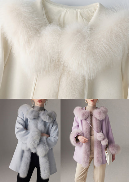 Purple Cloak Collar Fine Cotton Filled Coats Winter