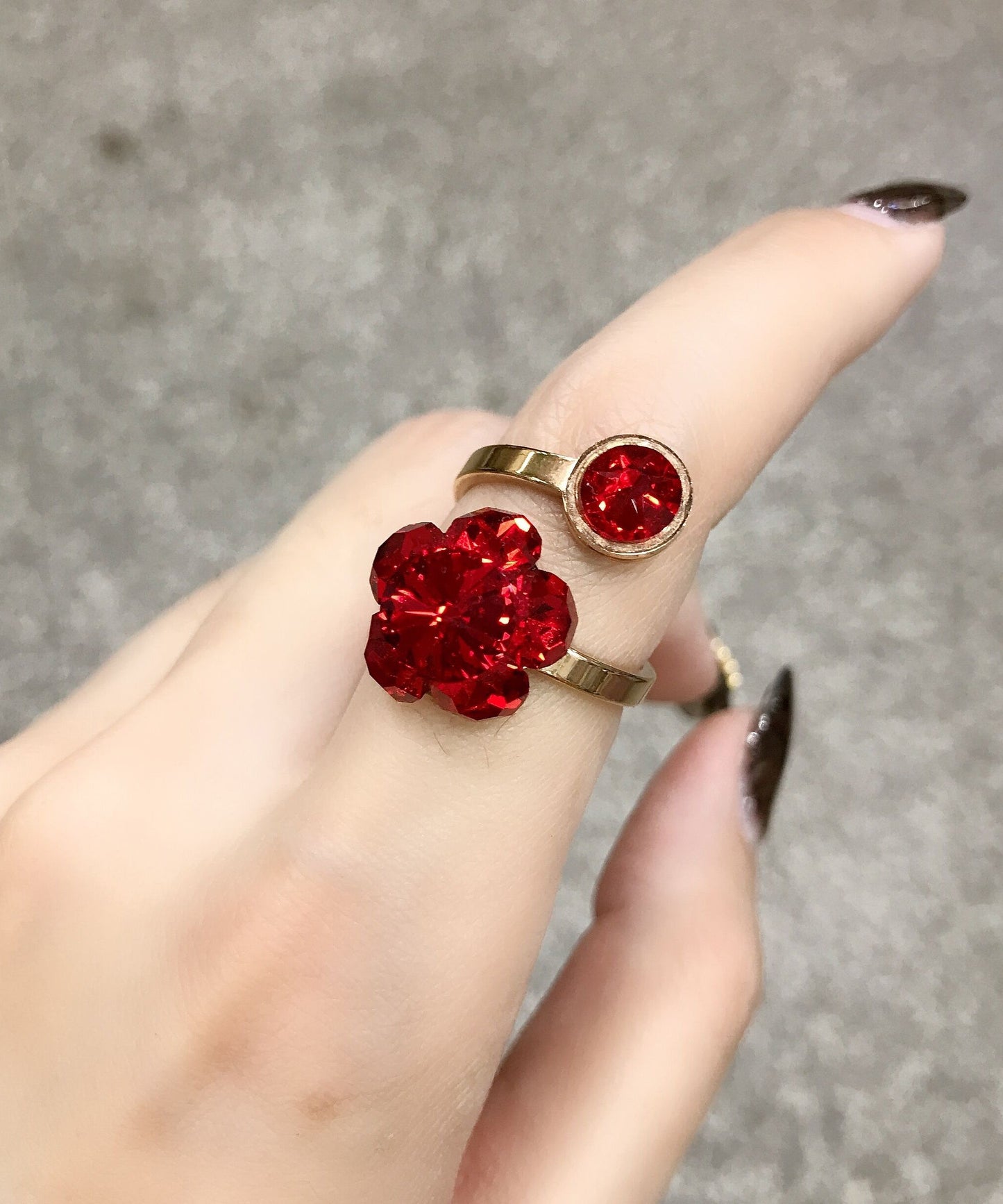 Style Red Sterling Silver Overgild Crystal Zircon Pendant Necklace ,ring and Watch Three Piece Set
