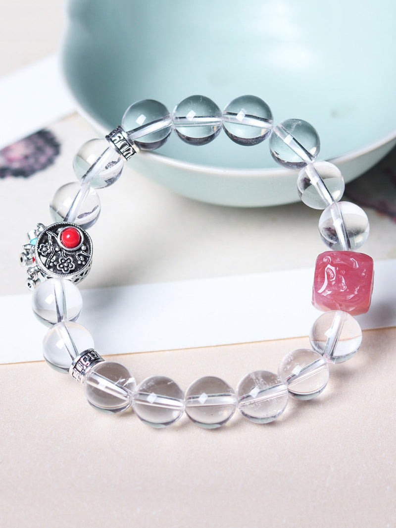 White Crystal Woven Bracelet Kl1045