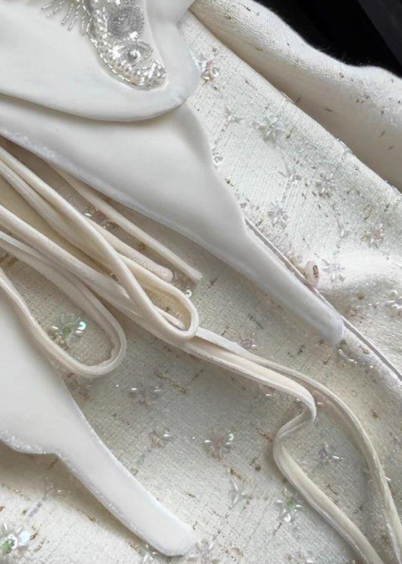 Apricot Nail Bead Coats Neck and Skirts Two Piece Set Spring