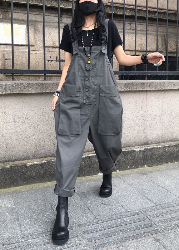 Grey Slash Neck Cozy Jumpsuits