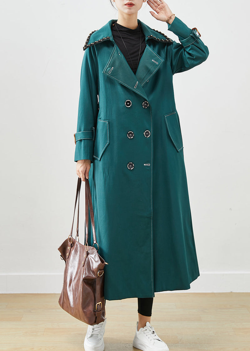 Blacksih Green Double Breast Pockets Cotton Coats Fall