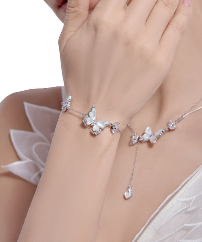 Silk Copper Alloy Zircon Butterfly Charm Bracelet