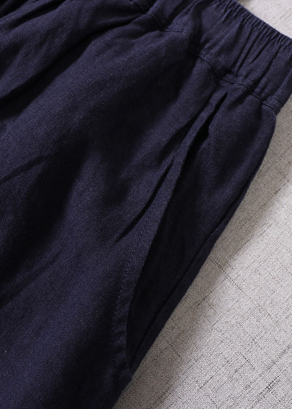 Denim Blue Embroideried High Waist Linen Dress Spring Outfits