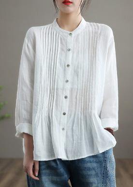 Organic Blue Spring Linen Shirt Tunics Cotton Blouse