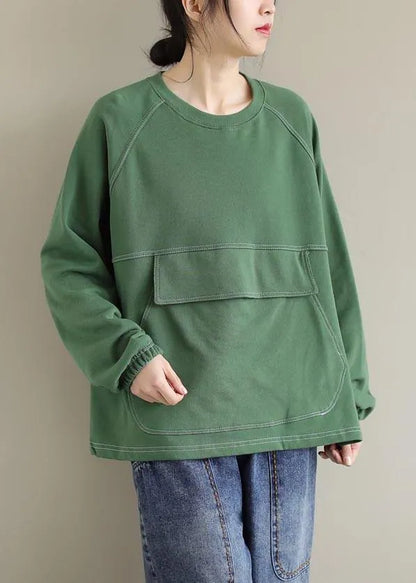O Neck Patchwork Spring Clothes Inspiration Green Shirts