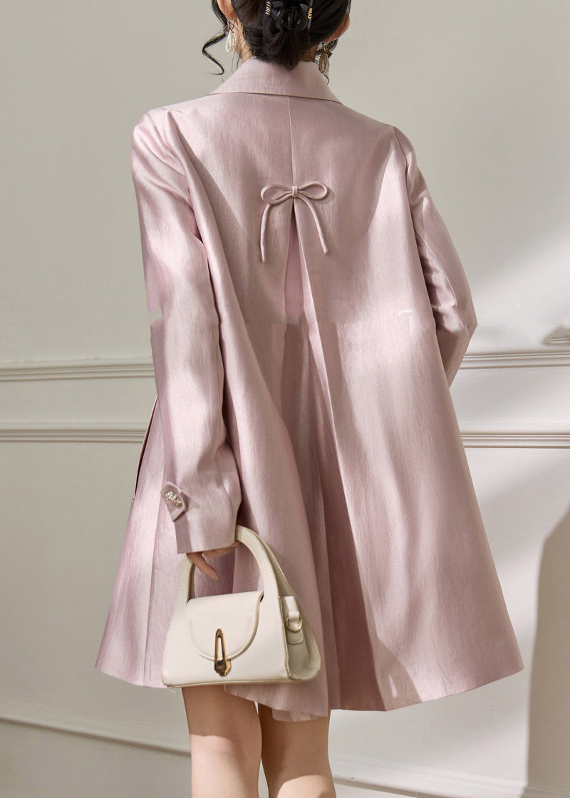 Pink Peter Pan Collar Button Coats Spring