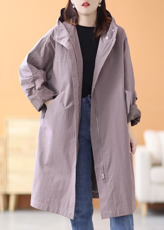 Army Green Hooded Oversized Cotton Trench Coats Spring