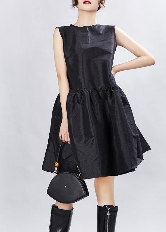 Black O-neck Half Sleeve Dress Summer