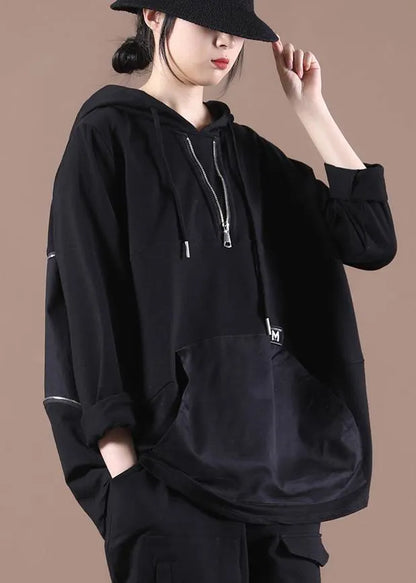 Black Hooded Sweatshirts Tracksuits