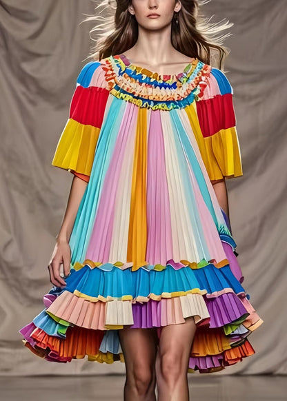 Rainbow Exra Large Hem Chiffon Tea Dresses Summer