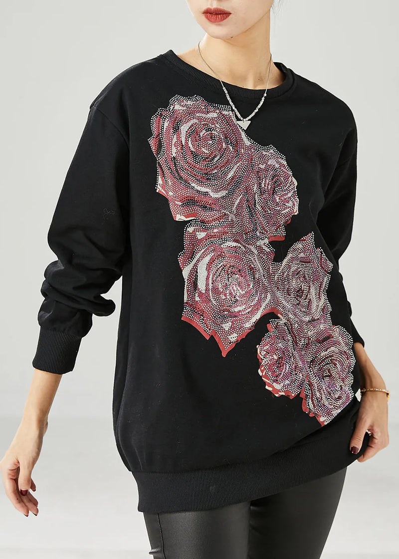 Diy Black Oversized Cotton Pullover Spring