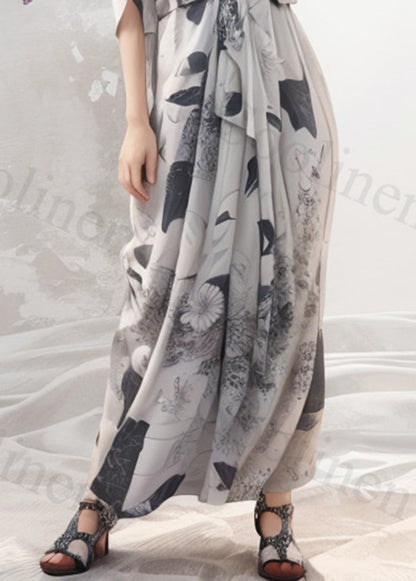Stylish White Print Silk Beach Dresses Summer
