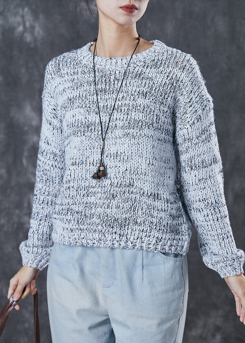 Grey Sequins Chunky Knit Sweaters Winter