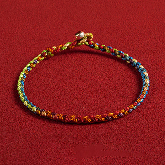 Buddha Stones "may You Be Blessed With Peace and Safety in All Four Seasons" Lucky Multicolored Bracelet