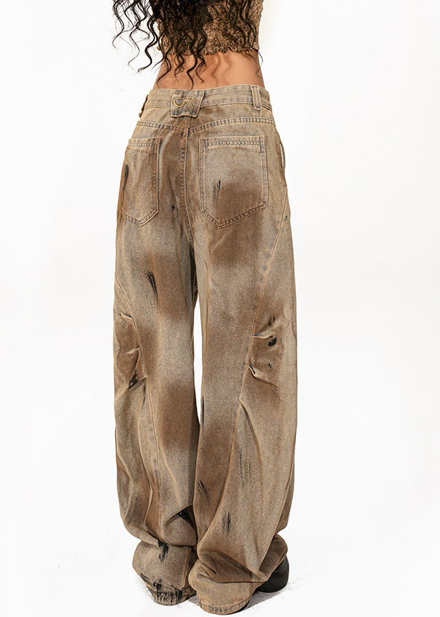 Patchwork Tie Dye Wide Leg Jeans Summer