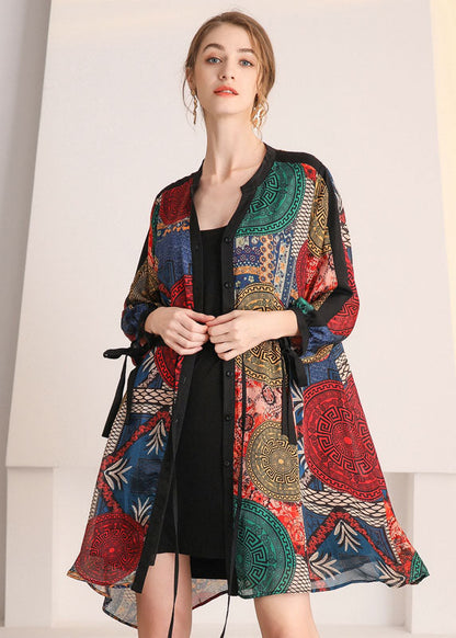 Diy V Neck Cinched Print Chiffon Shirt Dress Spring