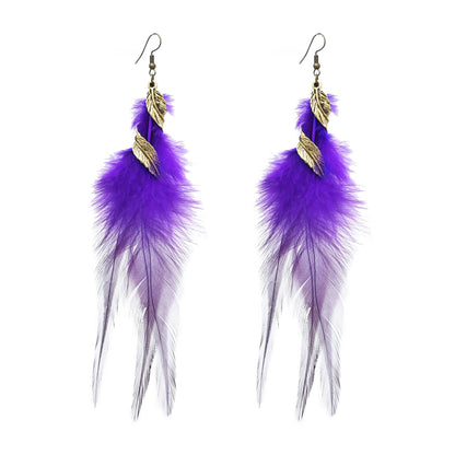 Chain Tassel Feather Earrings