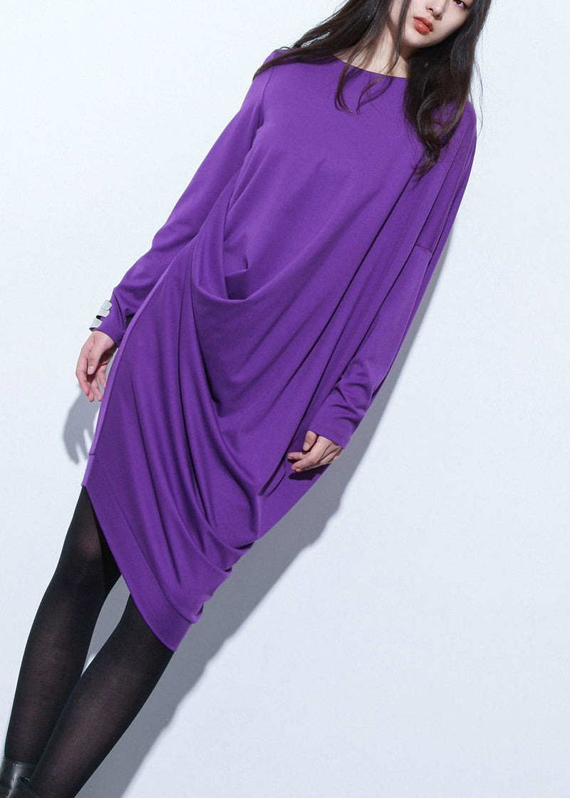 Purple Asymmetrical Design Maxi Dress Fall
