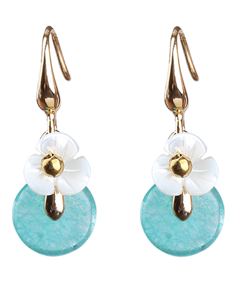 Peacock Blue Jade Shell Drop Earrings