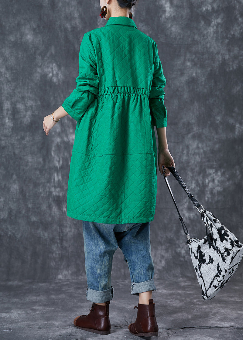 Green Peter Pan Collar Plaid Cotton Coat Fall