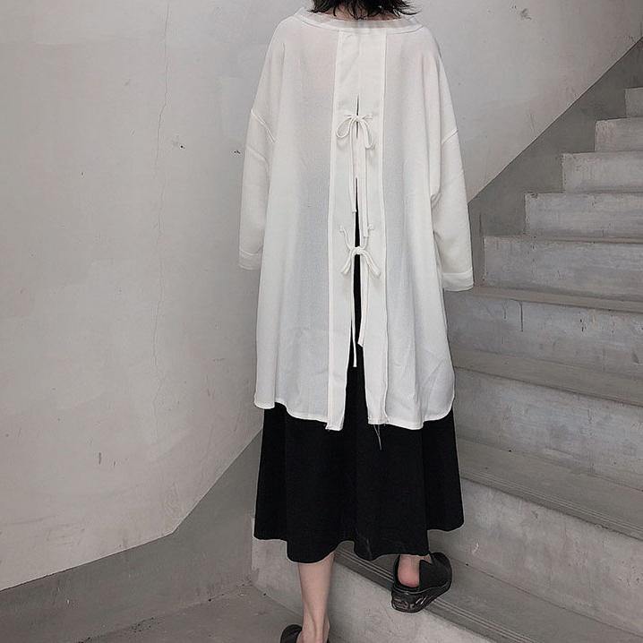 Loose O Neck Asymmetric Spring Shirts Neckline White Shirts