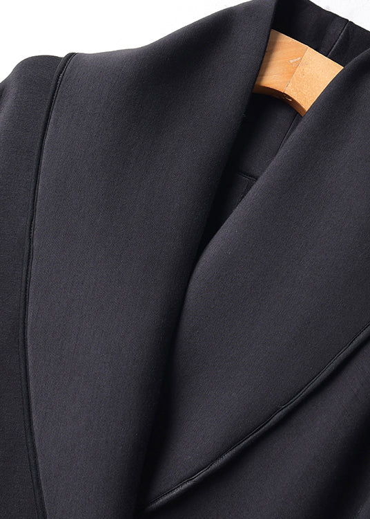 Organic Black Peter Pan Collar Button Cotton Coats Batwing Sleeve Fall