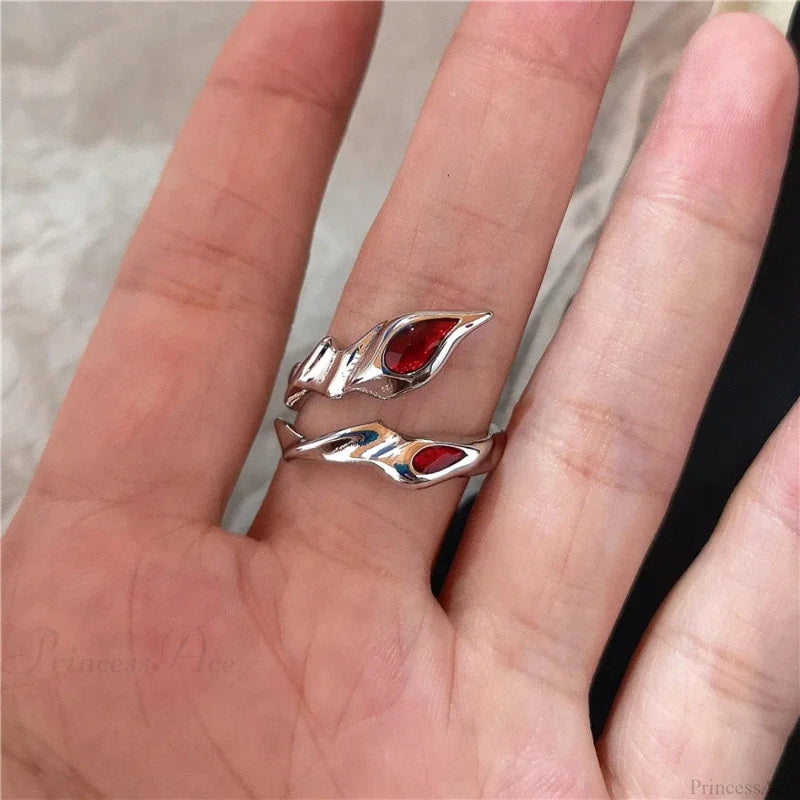 Dark Rebel Crimson Gem Cross Ring