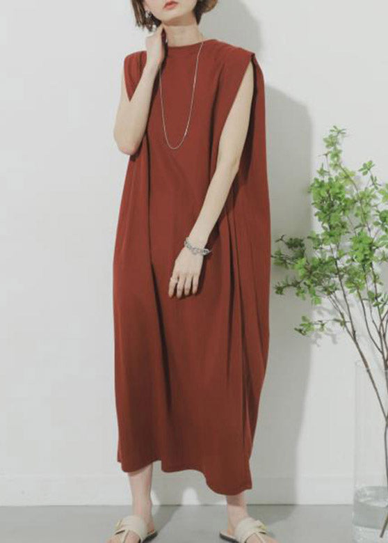 Natural Mulberry O-neck Maxi Dress Summer