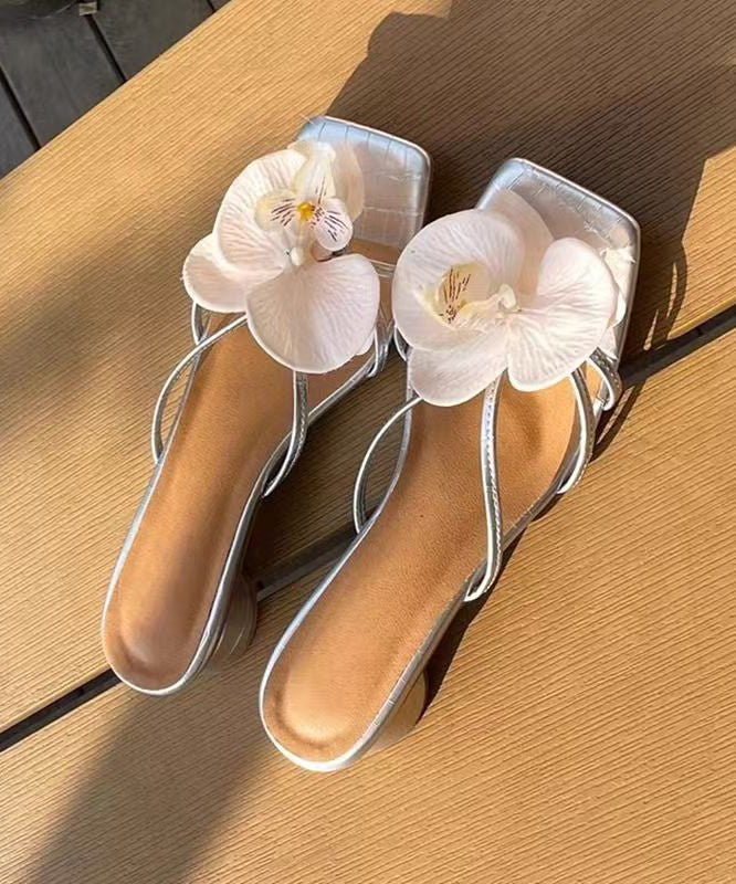 Pink Splicing Chunky Slide Sandals Peep Toe