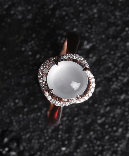 Diy Rose Sterling Silver Overgild Zircon Jade Rings