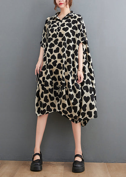 Print Peter Pan Collar Pockets Cotton Dresses Summer