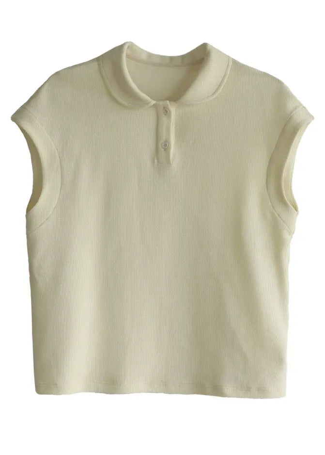 Apricot Cotton Tank Peter Pan Collar Short Sleeve