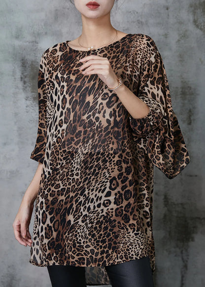 Modern Leopard Oversized Draping Chiffon Shirt Spring