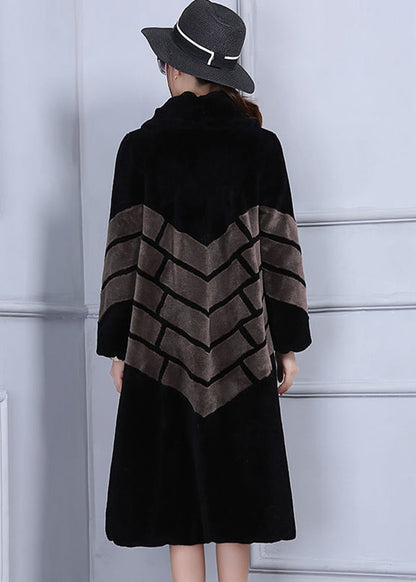 Chocolate Oversized Patchwork Wool Jackets Winter