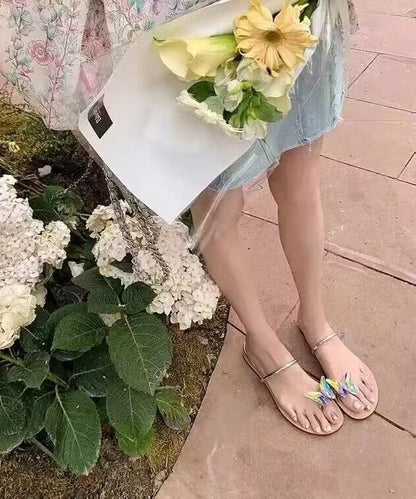Fashionable and Versatile Butterfly Rhinestone Flat Slide Sandals