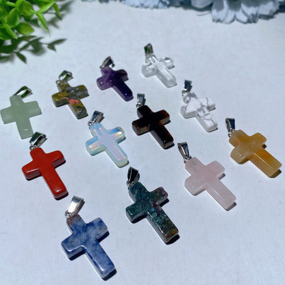 1.0 Inch Mixed Crystal Cross Spiritual Pendant for Healing