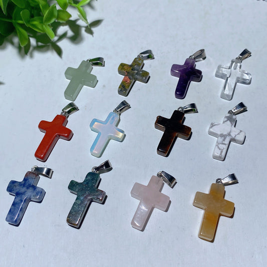 1.0 Inch Mixed Crystal Cross Spiritual Pendant for Healing