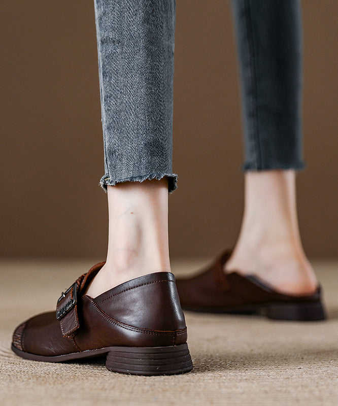 Comfy Splicing Loafers Red Cowhide Leather