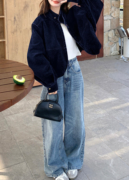 Navy Oversized Detachable Denim Coat Outwear Spring