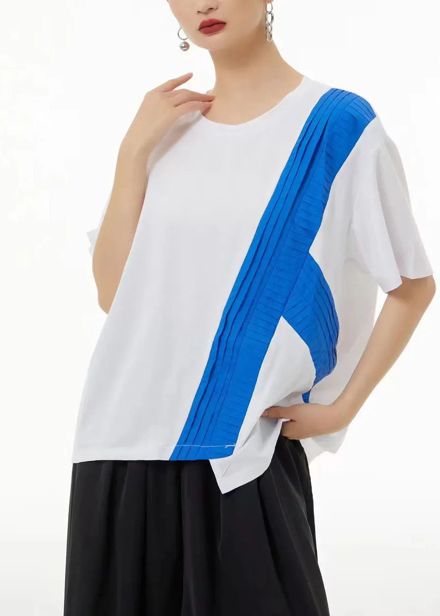 Colorblock Asymmetrical Patchwork Cotton Tanks Summer